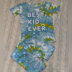 The Children's Place Blue & Green Tie-Dye Tee and Shorts Set